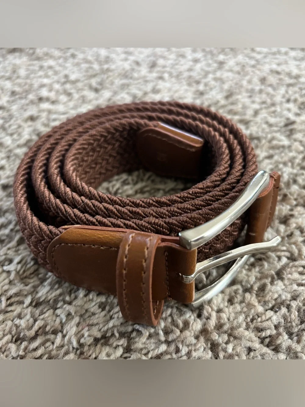 Men’s Brown Woven Stretch Belt
